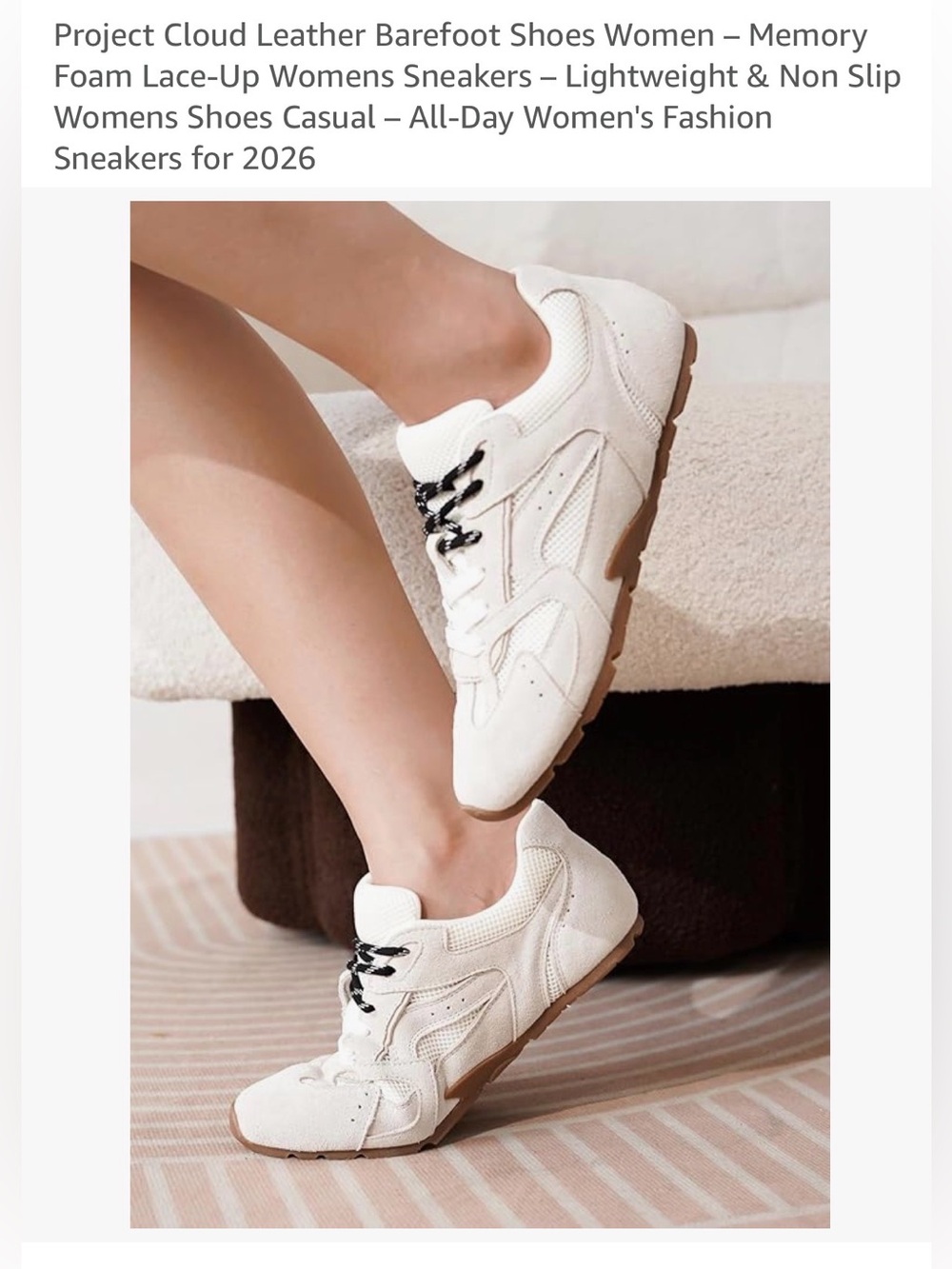 Project Cloud Leather Barefoot  Women’s Memory Foam Lace-Up Sneakers. Size 8. - Picture 2 of 10